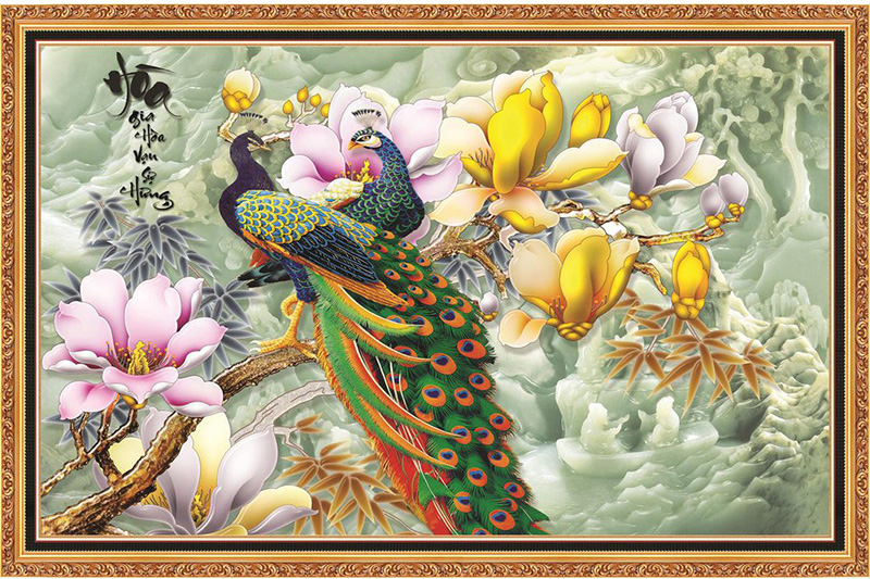 Tranh uyên ương chim công