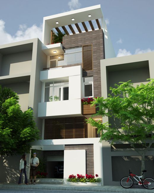 Mẫu thiết kế nhà phố có tầng bán hầm đẹp, sang trọng với phong cách hiện đại