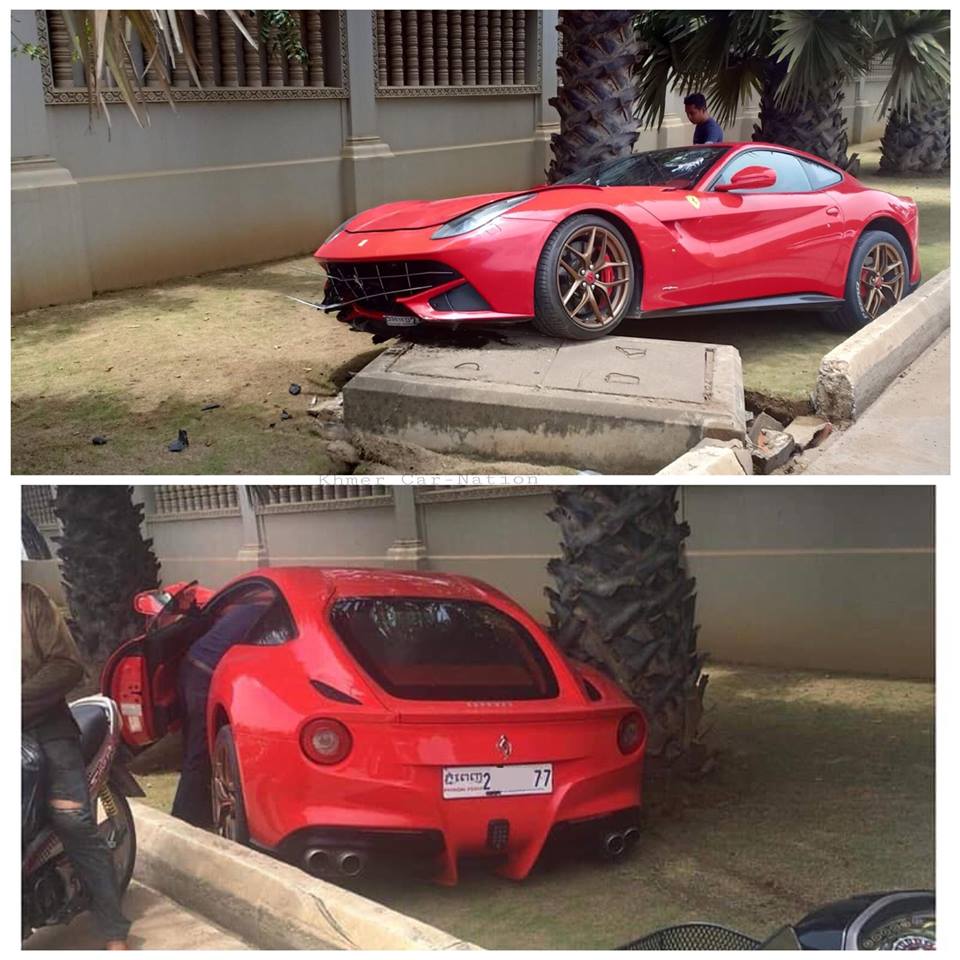 Si&ecirc;u xe Ferrari F12 Berlinetta gặp nạn nghi&ecirc;m trọng tại Campuchia