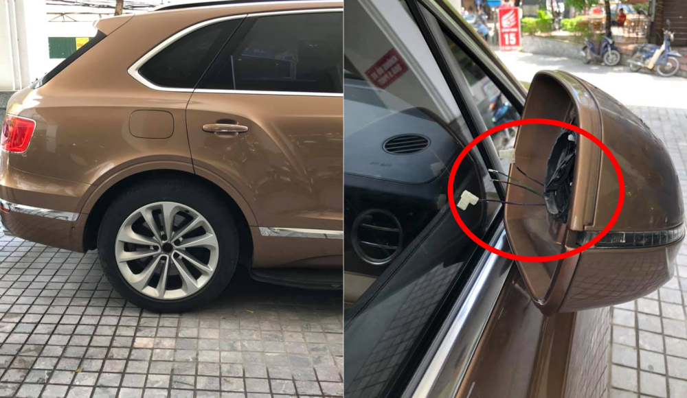 Ngoài ra kẻ gian này còn lấy đi logo bánh xe và mặt gương phía bên ghế phụ Ngoài ra kẻ gian này còn lấy đi logo bánh xe và mặt gương phía bên ghế phụ