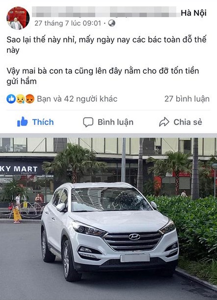 Được biết, đ&acirc;y kh&ocirc;ng phải l&agrave; lần đầu ti&ecirc;n chủ xe Hyundai Tucson đỗ như thế n&agrave;y