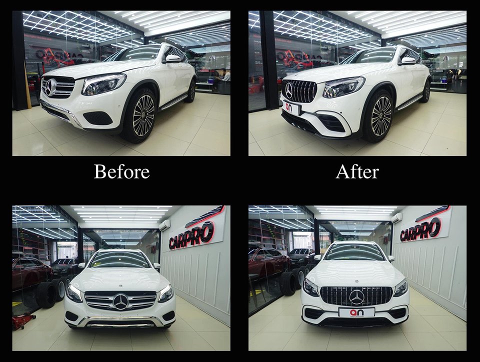 Những thay đổi t&iacute;ch cực tr&ecirc;n chiếc Mercedes-Benz GLC 250 4Matic của Ưng Ho&agrave;ng Ph&uacute;c trước v&agrave; sau khi độ body kit