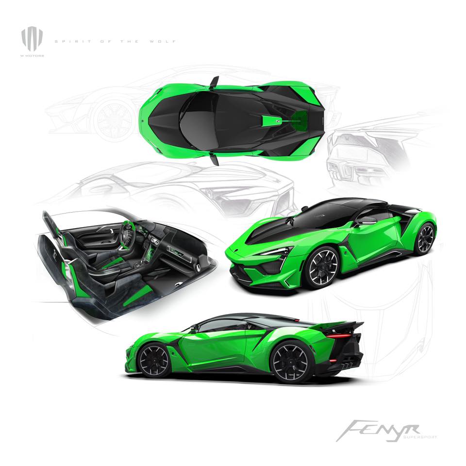 H&igrave;nh ảnh ph&aacute;c họa những chiếc Fenyr SuperSport với m&agrave;u sắc kh&aacute;c nhau