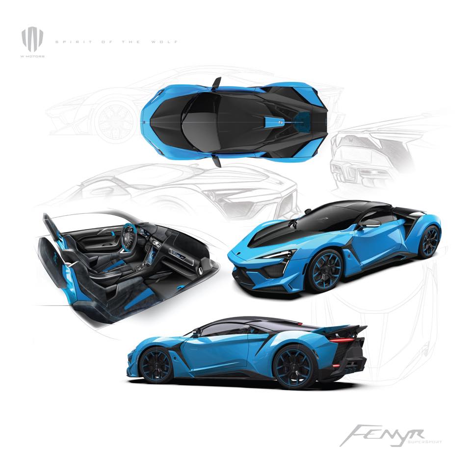 H&igrave;nh ảnh ph&aacute;c họa những chiếc Fenyr SuperSport với m&agrave;u sắc kh&aacute;c nhau