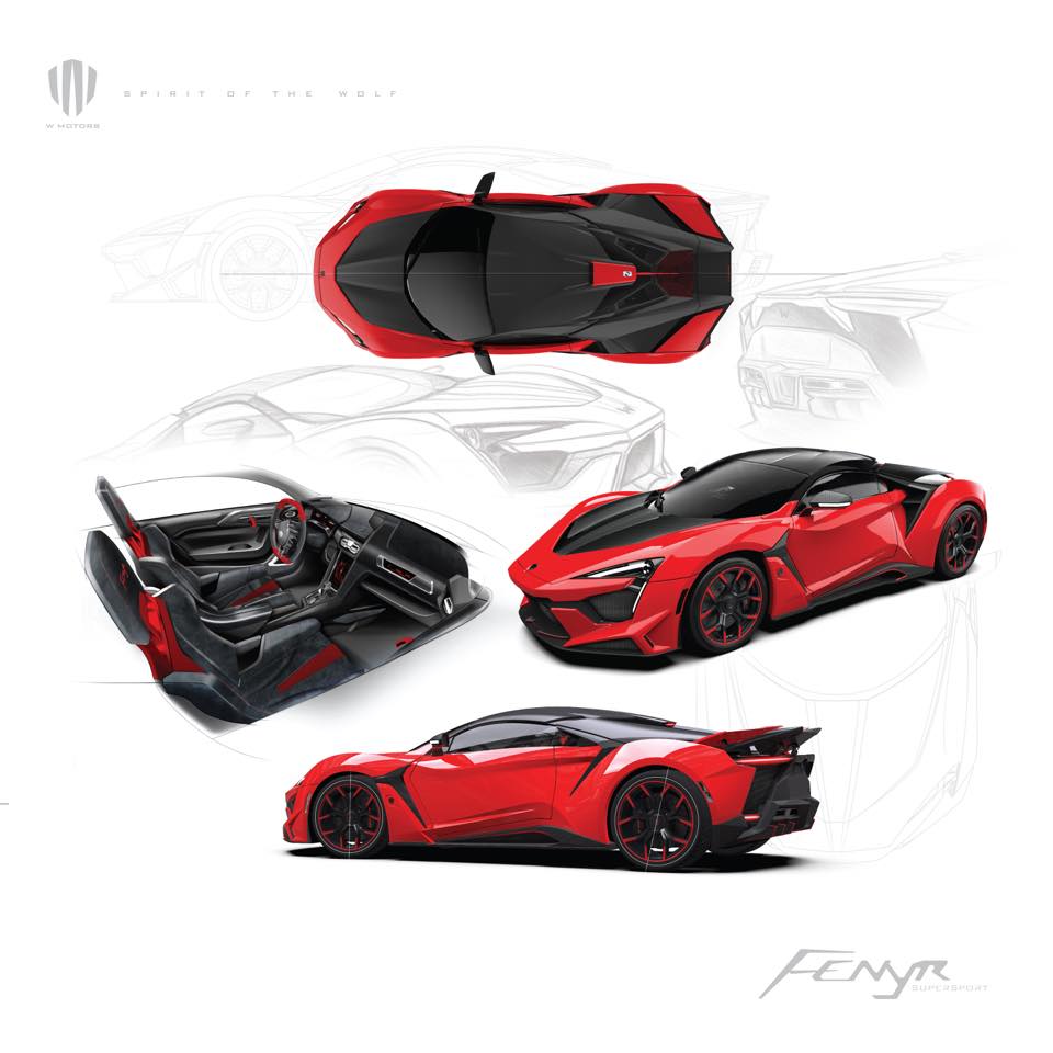 H&igrave;nh ảnh ph&aacute;c họa những chiếc Fenyr SuperSport với m&agrave;u sắc kh&aacute;c nhau