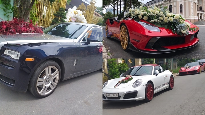 Đoàn siêu xe và xe siêu sang rước dâu cực Đoàn siêu xe và xe siêu sang rước dâu cực khủng tại Long An