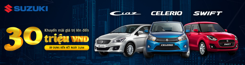 Trong nửa cuối th&aacute;ng 8, chương tr&igrave;nh khuyến m&atilde;i của Suzuki Việt Nam được &aacute;p dụng cho c&aacute;c d&ograve;ng xe Suzuki Swift, Celerio, Ciaz v&agrave; Carry Truck