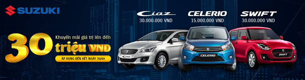 Sang th&aacute;ng 9, bộ ba Swift, Ciaz v&agrave; Celerio vẫn tiếp tục được khuyến m&atilde;i tới 30 triệu đồng