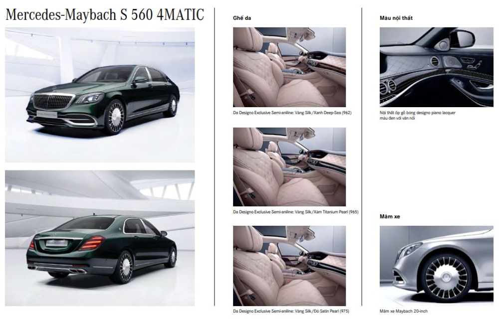 Các tùy chọn nội thất của Mercedes-Maybach S560 Các tùy chọn nội thất của Mercedes-Maybach S560