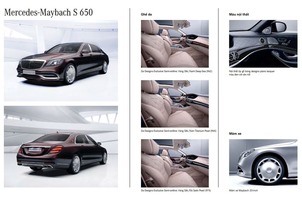 Tùy chọn nội thất của Mercedes-Maybach S650 Tùy chọn nội thất của Mercedes-Maybach S650