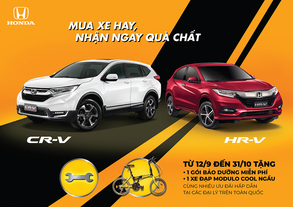 Kh&aacute;ch h&agrave;ng mua xe Honda CR-V hoặc Honda HR-V trong thời gian n&agrave;y sẽ nhận được qu&agrave; tặng c&oacute; gi&aacute; trị từ Honda Việt Nam.