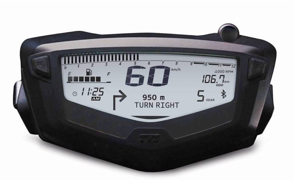 Bộ đồng hồ trên xe có khả năng hiển thị chỉ dẫn, độ nghiêng cũng như các thông báo tin nhắn đơn giản