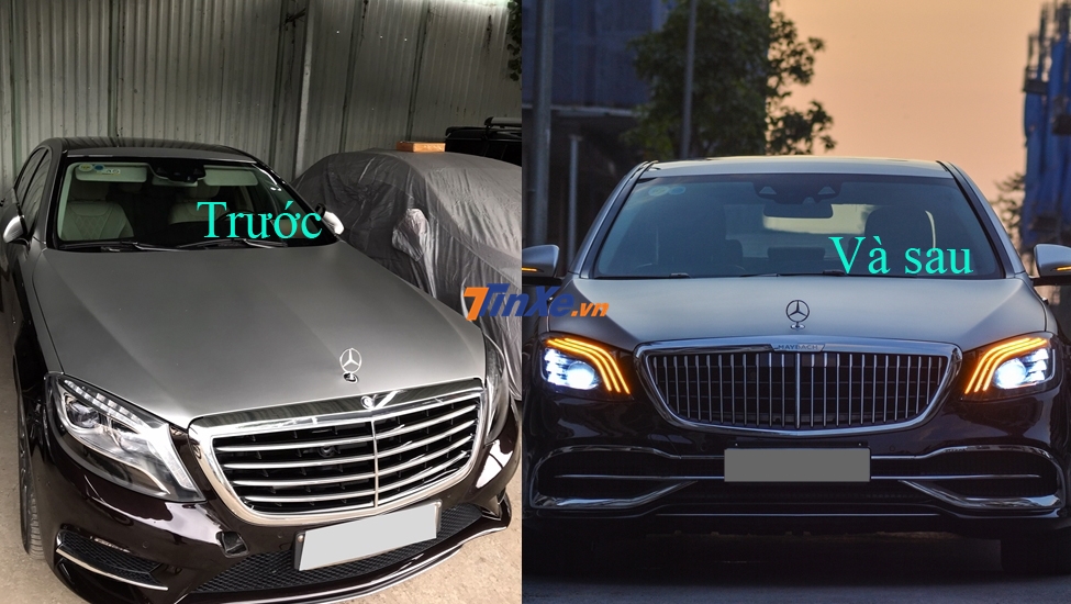 Mercedes-Benz S500 đời 2013 trước v&agrave; sau khi độ l&ecirc;n body kit Mercedes-Maybach 2019