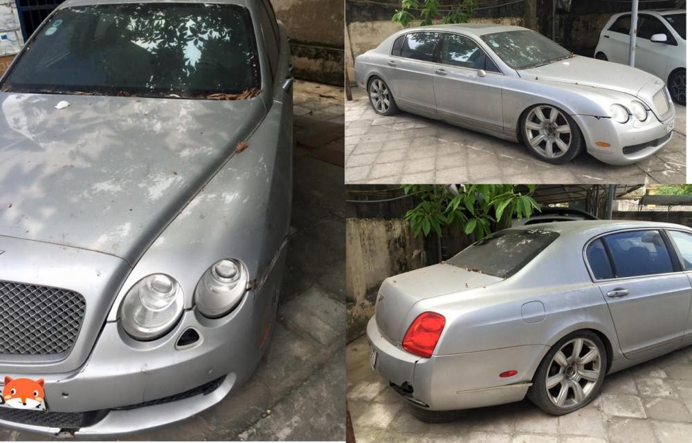 Hình ảnh chiếc xe siêu sang Bentley Continental Flying Spur thế hệ cũ xuất hiện tại bãi xe của một chung cư ở Hà Nội chụp vào tháng 5/2016