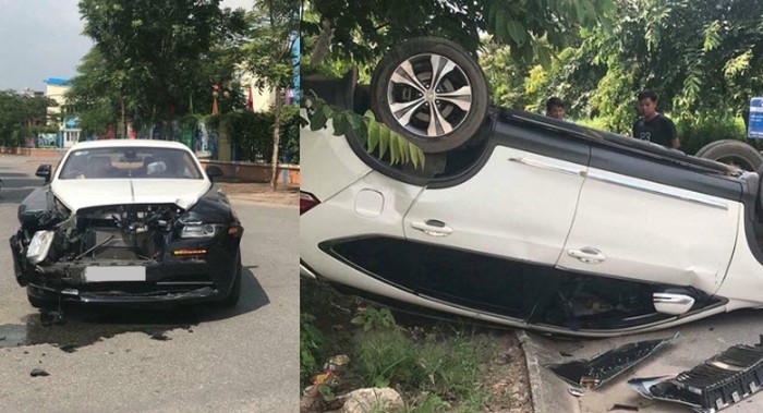  Rolls-Royce Wraith hư hỏng nặng sau khi t&ocirc;ng Honda CR-V 