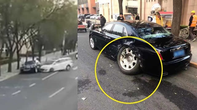 Còn đây là thiệt hại của chiếc xe siêu sang Rolls-Royce Ghost
