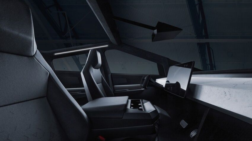 Nội thất tối giản của Tesla Cybertruck
