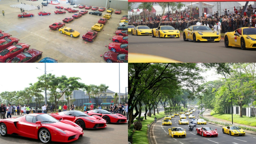 Bức ảnh này cho thấy đội quân Ferrari rất hùng hậu của nhà giàu Indonesia. Trong đó bức ảnh góc dưới cùng có Ferrari Enzo và cặp đôi Ferrari LaFerrari