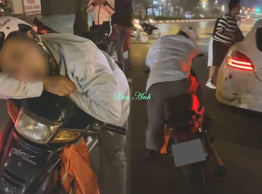 Sau tai nạn người đ&agrave;n &ocirc;ng say xỉn ngủ gục tr&ecirc;n chiếc xe m&aacute;y. Sau đ&oacute; người n&agrave;y bảo với chủ xe Porsche Panamera h&atilde;y th&ocirc;ng cảm cho m&igrave;nh