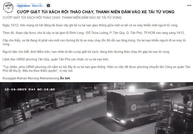 Th&ocirc;ng tin cho rằng 2 nạn nh&acirc;n l&agrave; thủ phạm của một vụ cướp giật t&uacute;i x&aacute;ch