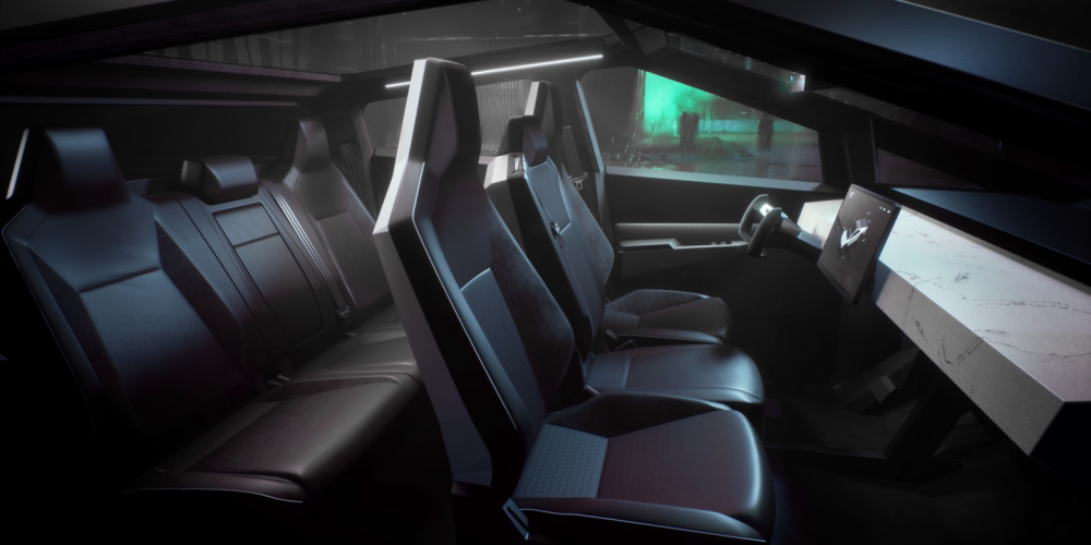 Nội thất 6 chỗ ngồi b&ecirc;n trong Tesla Cybertruck