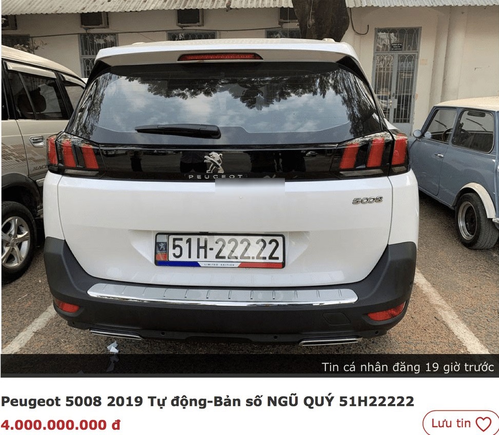 Chiếc xe Peugeot 5008 với biển số ngũ quý 2 được rao bán tới 4 tỷ đồng