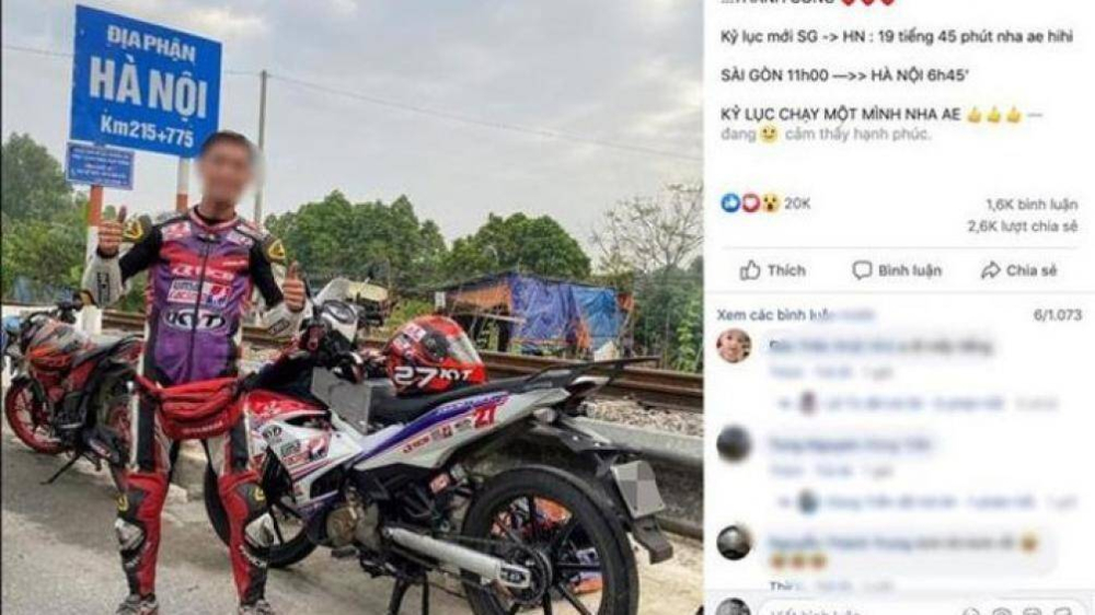 Hình ảnh nam thanh niên Tô Hà Đông Nghi khoe thành tích xuyên Việt trong 20 giờ