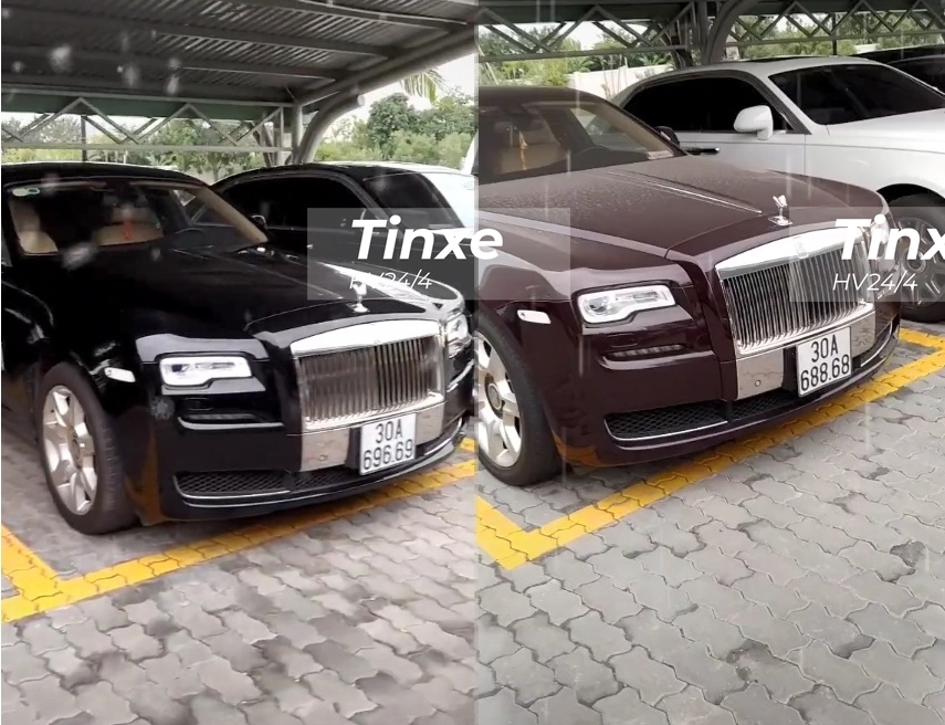 Hai chiếc xe si&ecirc;u sang Rolls-Royce Ghost n&agrave;y c&oacute; biển số cực đẹp của đầu số H&agrave; Nội