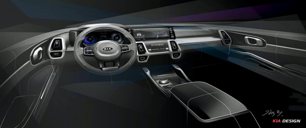 Hình ảnh phác họa chính thức của nội thất của Kia Sorento 2021 Hình ảnh phác họa chính thức của nội thất của Kia Sorento 2021