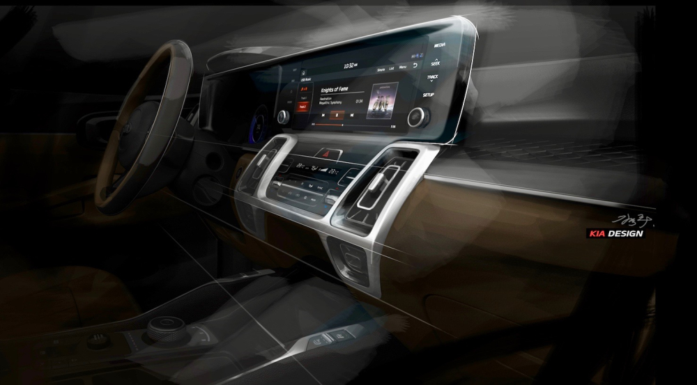 Kia Sorento 2021 có thể được trang bị 2 màn hình với kích thước 12,3 inch và 10,25 inch Kia Sorento 2021 có thể được trang bị 2 màn hình với kích thước 12,3 inch và 10,25 inch