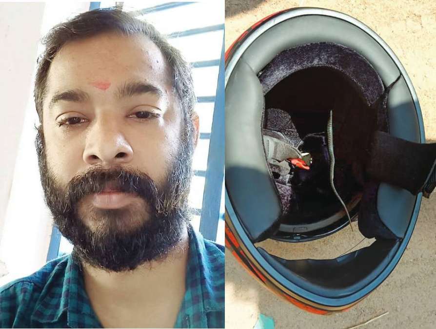 KA Ranjith đã có một phen hết hồn khi phát hiện một con rắn độc trong mũ bảo hiểm KA Ranjith đã có một phen hết hồn khi phát hiện một con rắn độc trong mũ bảo hiểm