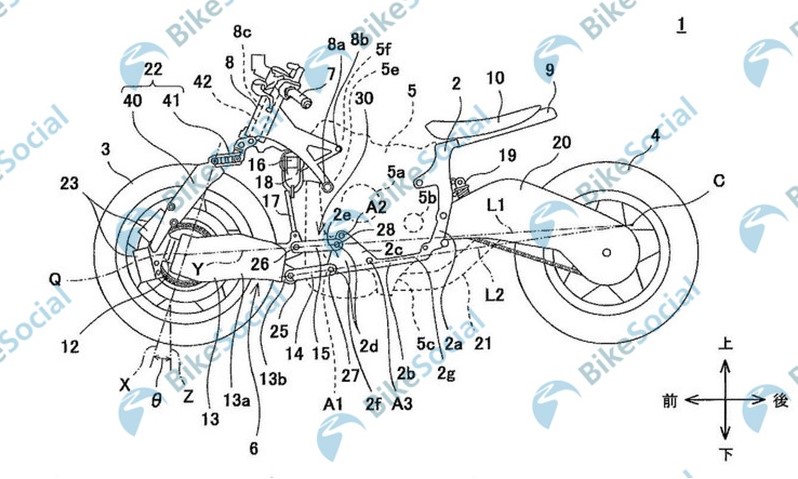 Hình ảnh đăng ký bản quyền thiết kế càng xe và hệ thống lái mới của Kawasaki Hình ảnh đăng ký bản quyền thiết kế càng xe và hệ thống lái mới của Kawasaki