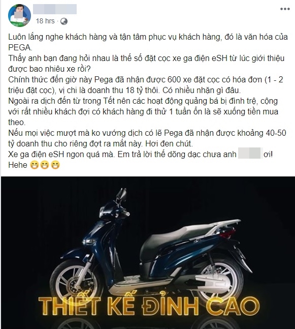 Chia sẻ trên mạng xã hội của CEO Pega