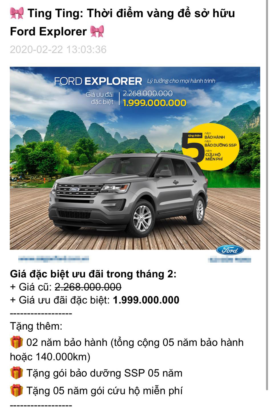 Ford Explorer đang được một đại lý phía Nam chào bán với giá giảm 269 triệu đồng