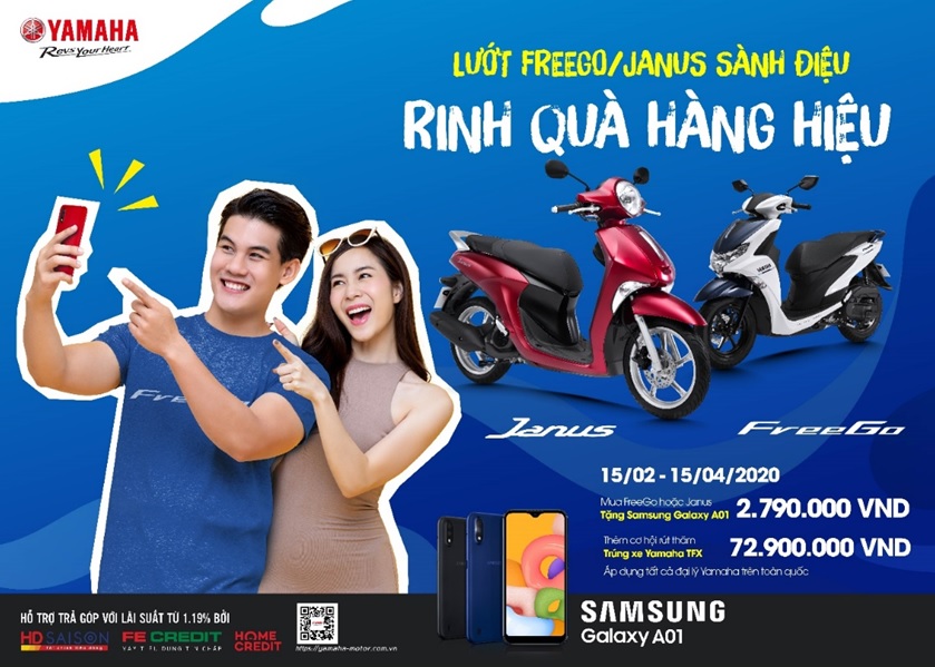 Nhận ngay điện thoại Samsung A01 sành điệu trị giá 2.790.000 VND khi mua Janus hoặc FreeGo từ ngày 15/02 đến 15/04/2020