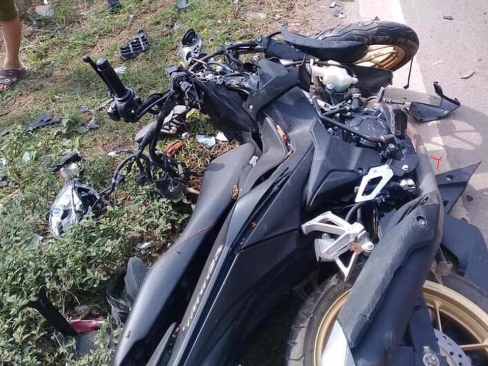 Chiếc Honda Winner 150 bị hư hỏng nặng