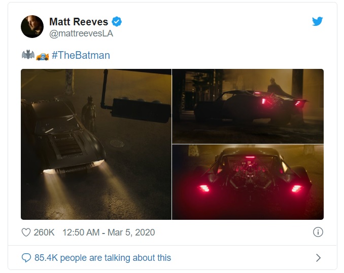 Đạo diễn Matt Reeves là người chia sẻ những hình ảnh nóng hổi này lên mạng xã hội Twitter