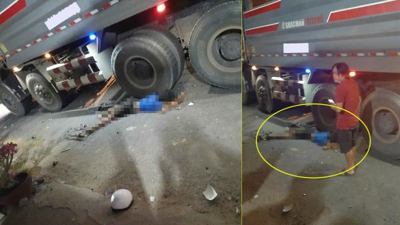 Hiện trường vụ va chạm giao th&ocirc;ng giữa xe m&aacute;y v&agrave; xe ben tại T&acirc;y Ninh v&agrave;o tối qua dẫn đến 1 người tử vong