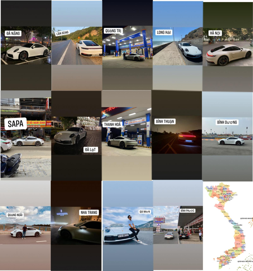 Cường Đ&ocirc;-la chia sẻ những nơi m&igrave;nh đ&atilde; l&aacute;i Porsche 911 Carrera S 2020 trong năm 2019 v&agrave; 3 th&aacute;ng đầu năm Canh T&yacute; n&agrave;y