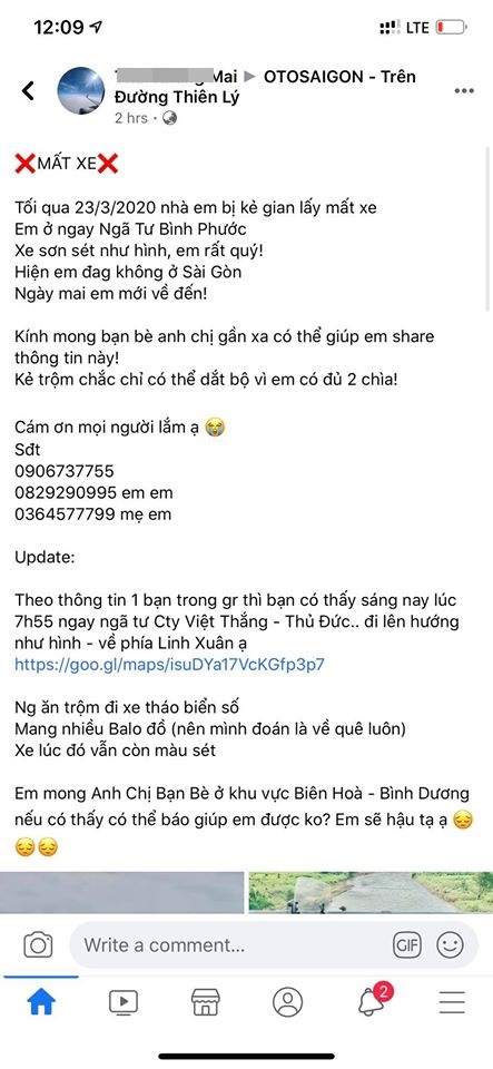Bài đăng được chia sẻ lên một loạt hội nhóm trên mạng xã hội của chủ xe Bài đăng được chia sẻ lên một loạt hội nhóm trên mạng xã hội của chủ xe