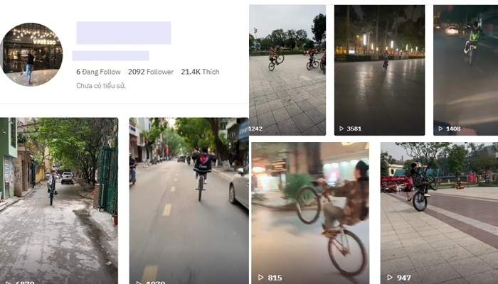 Trang c&aacute; nh&acirc;n của nam thanh ni&ecirc;n thường xuy&ecirc;n đăng tải những video chạy xe đạp