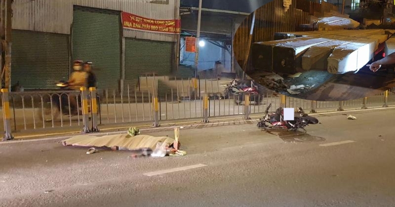 Hiện trường vụ tai nạn giao th&ocirc;ng giữa xe m&aacute;y v&agrave; xe tải chở b&ecirc; t&ocirc;ng ở G&ograve; Vấp