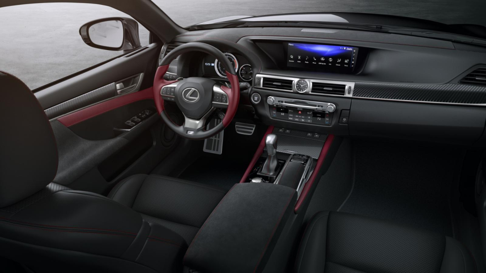 Nội thất phối 2 m&agrave;u đen - đỏ của Lexus GS Black Line 2020