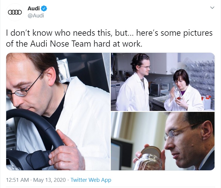 Audi có chia sẻ hình ảnh đội ngũ Nose Team lên mạng xã hội Twitter