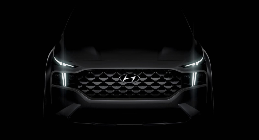 Hình ảnh hé lộ thiết kế đầu xe của Hyundai Santa Fe 2021 bản Luxury Hình ảnh hé lộ thiết kế đầu xe của Hyundai Santa Fe 2021 bản Luxury