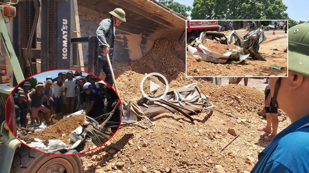 Người d&acirc;n tham gia giải cứu c&aacute;c nạn nh&acirc;n trong chiếc xe xấu số