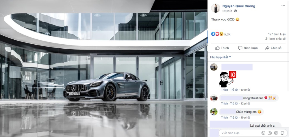 Cường Đô-la chia sẻ thông tin siêu xe Mercedes-AMG GT R đã có biển số