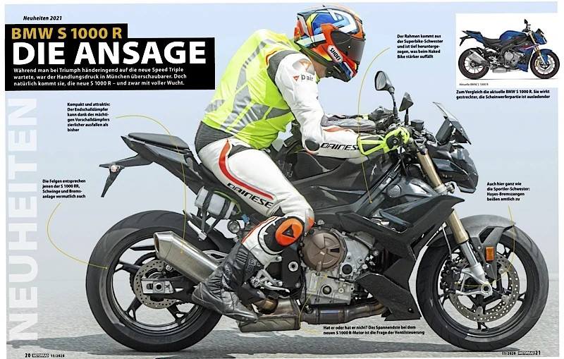 Ảnh chụp trên một trang báo được cho là BMW S1000R 2021