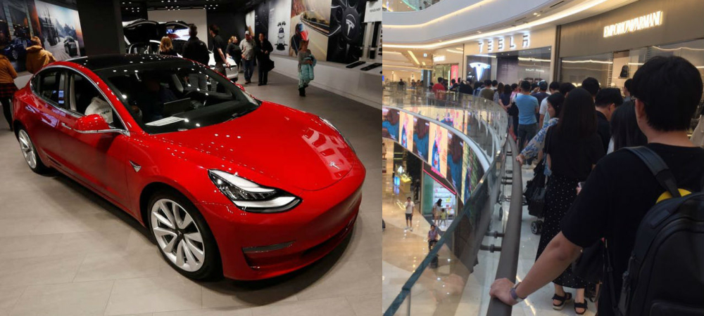 Hình ảnh đoàn người nối đuôi nhau chờ đến lượt vào xem Tesla Model 3 tại Hàn Quốc vào hồi tháng 8/2019