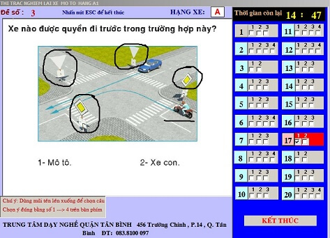 Mẹo thi bằng lái xe A1 đường ưu tiên